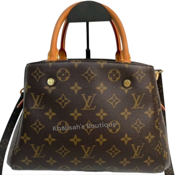 Like New! AUTHENTICATED Louis Vuitton Montaigne Top Hand Bag Brown Canvas LV - Picture 7 of 16